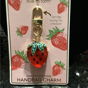 RARE💋💋 Strawberry Handbag Charm with Gold Clip